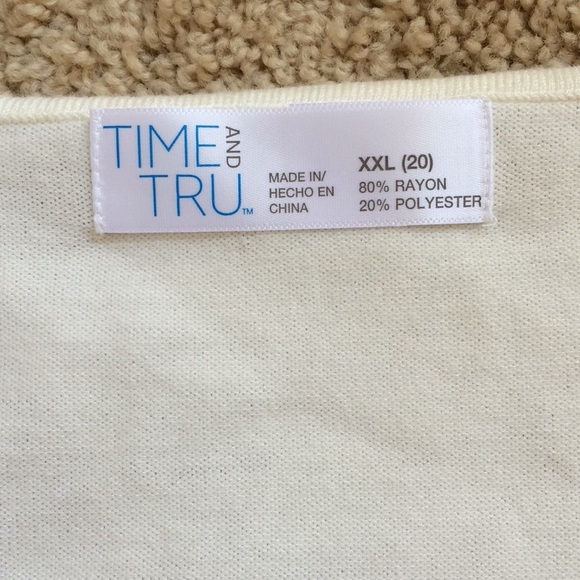 New! Time and Tru XXL ivory cold shoulder sweater - Picture 4 of 7